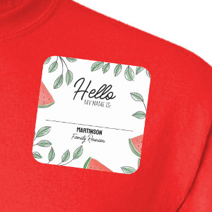 Family Reunion Summer Tree Watermelon Name Square Sticker