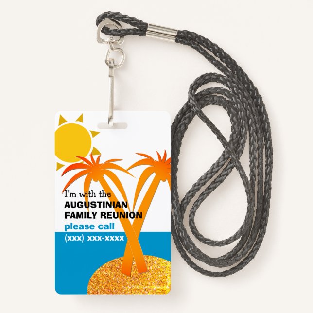 Family Reunion Summer Vacation LOST CHILD ID Badge (Front with Lanyard)