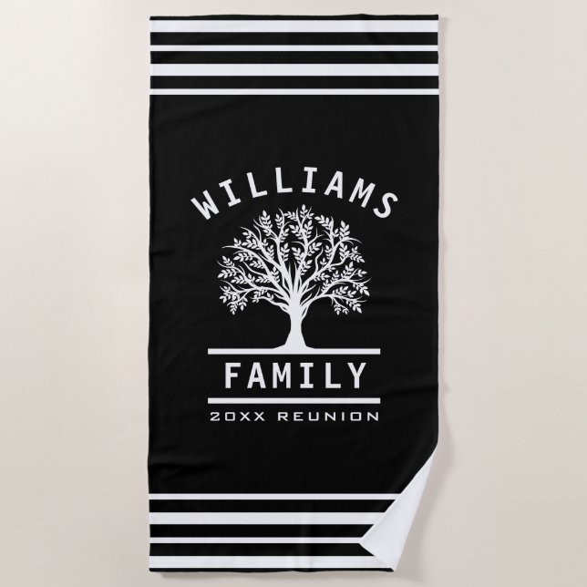 Family Reunion Summer Vacation Road Trip Tree Beach Towel (Front)
