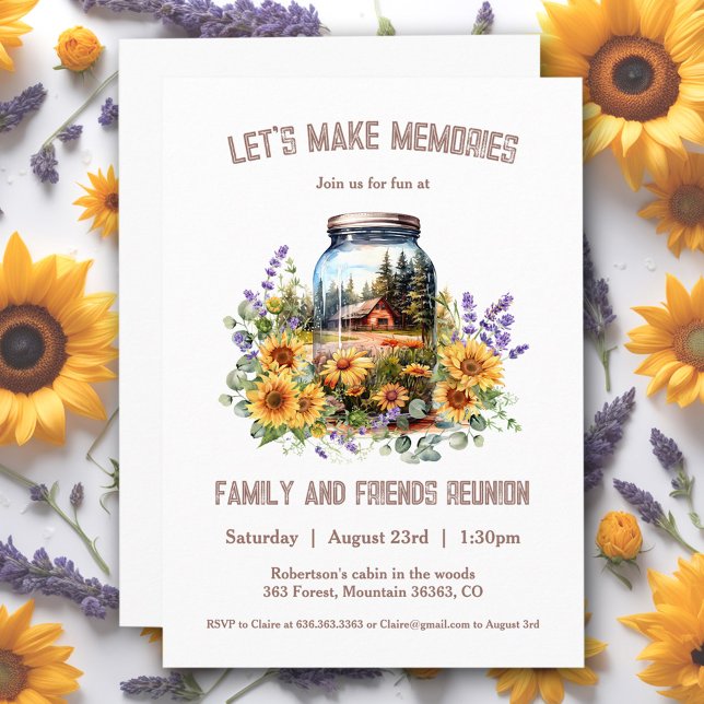Family Reunion Sunflowers Forest Cabin Invitation (Family Reunion Sunflowers Forest Cabin Invitation)