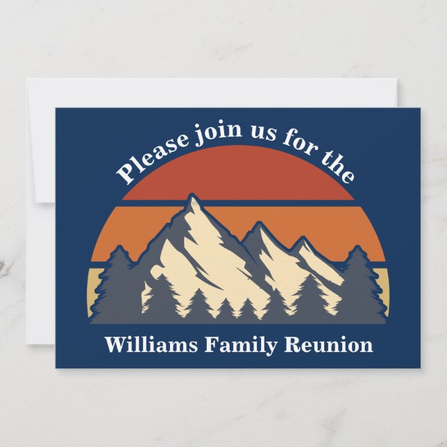 Family Reunion Sunset Mountains Trip Custom Blue Invitation (Front)