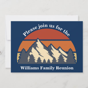 Family Reunion Sunset Mountains Trip Custom Blue Invitation