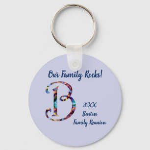 Family Reunion Tie-dye Letter B Monogram Initial Key Ring