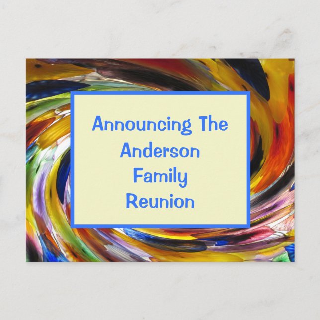 Family Reunion Tie Dye Swirled Event Announcement Postcard (Front)