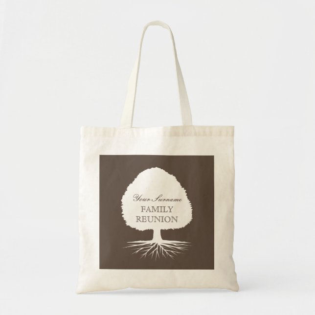 Family reunion tote bags with ancestry tree symbol (Front)