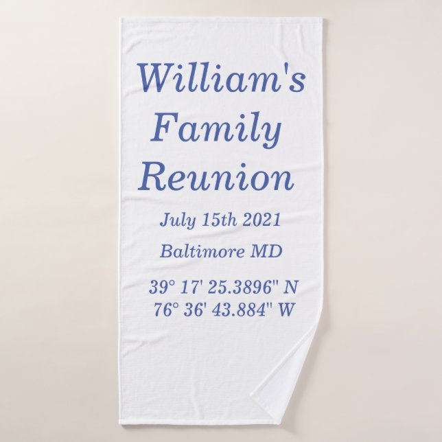 Family Reunion Towel Personalised (Bath Towel)