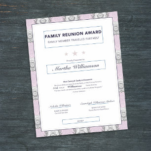 Family Reunion Travel Award Pink Crest