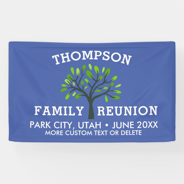 Family Reunion Tree Custom Name Location Date Banner (Horizontal)