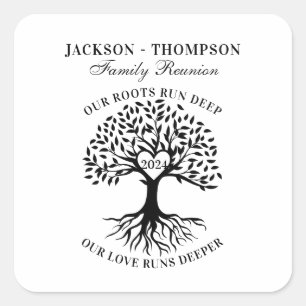 Family reunion tree greenery  square sticker