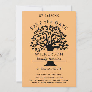 Family Reunion Tree Peach Save The Date Card