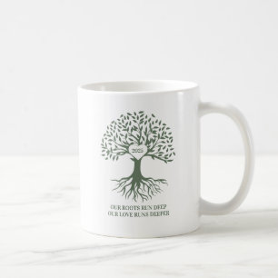 Family reunion tree white and green mug