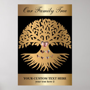 Family Reunion Tree with Photos and Hearts Poster