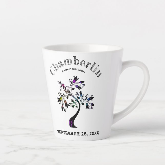 Family Reunion Trendy Multicolor Floral Tree Latte Mug (Right)