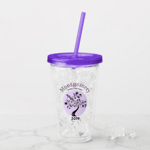 Family Reunion Trendy Purple Tree Artwork Acrylic Tumbler