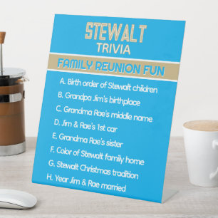 Family Reunion Trivia! Fun Custom Pedestal Sign