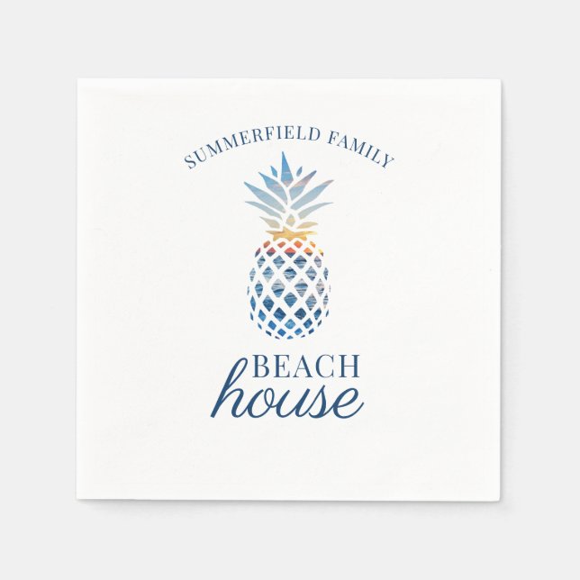 Family Reunion Tropical Pineapple Nautical Custom Napkin (Front)