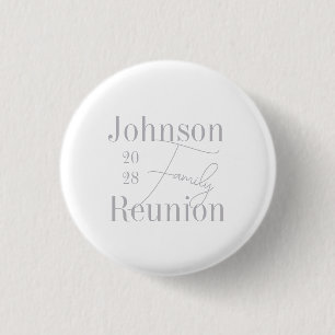 Family Reunion Typography Minimal Grey Keepsake 3 Cm Round Badge