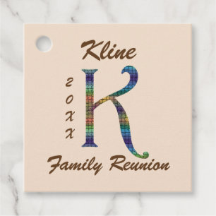 Family Reunion Unique Tile Letter K Monogram Favour Tags