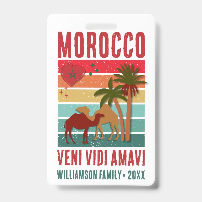 Family Reunion Vacation Morocco Trip Group  ID Badge (Front)