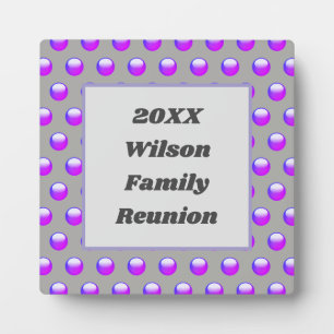 Family Reunion Vibrant Purple Polka Dots Plaque