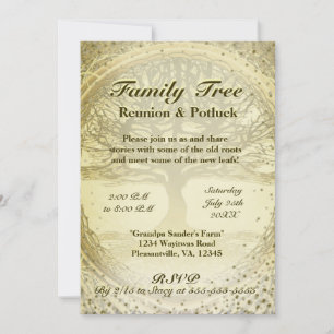 Family Reunion - Vintage Family Tree Invitation