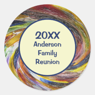 Family Reunion Vivid Tie Dye Swirl Abstract Event Classic Round Sticker