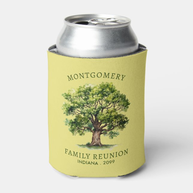 Family Reunion Watercolor Family Tree Personalised Can Cooler (Can Front)