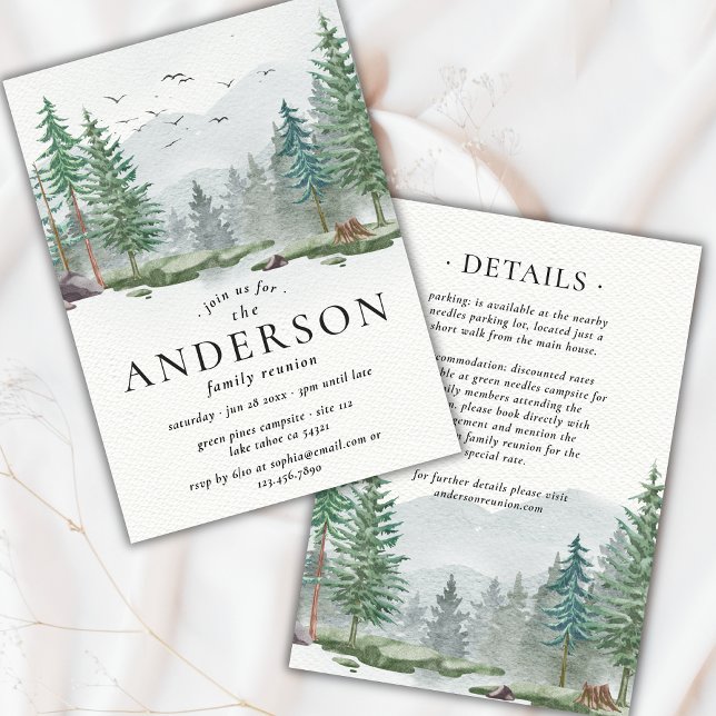 Family Reunion Watercolor Forest Outdoor Camping Invitation (Creator Uploaded)