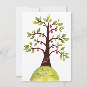 Family Reunion Watercolor Heart Tree Invite