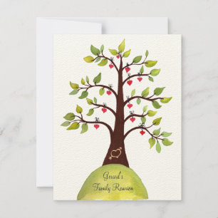 Family Reunion Watercolor Heart Tree Invite