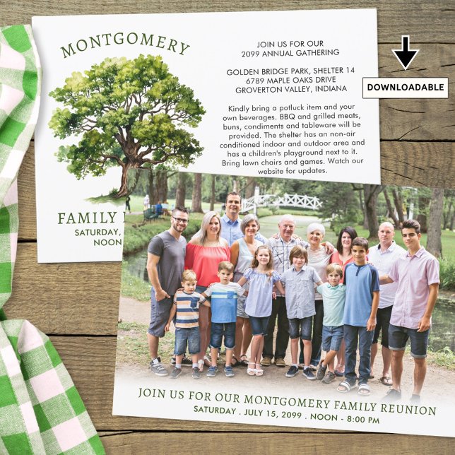 Family Reunion Watercolor Tree Photo Invitation (Creator Uploaded)