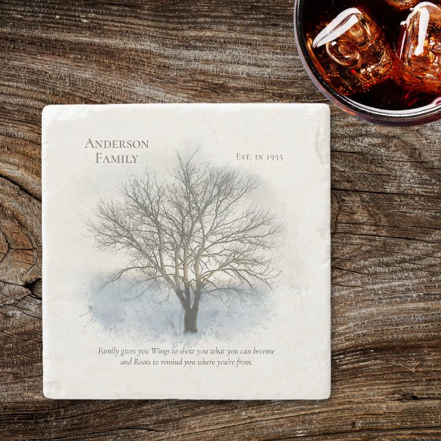 Family Reunion Watercolor Tree Stone Coaster (Creator Uploaded)