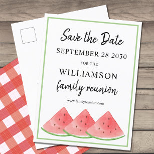 Family Reunion Watermelon Save The Date  Announcement Postcard