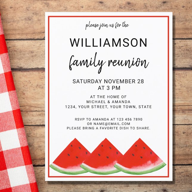 Family Reunion Watermelon Summer Party Announcement Postcard (Creator Uploaded)