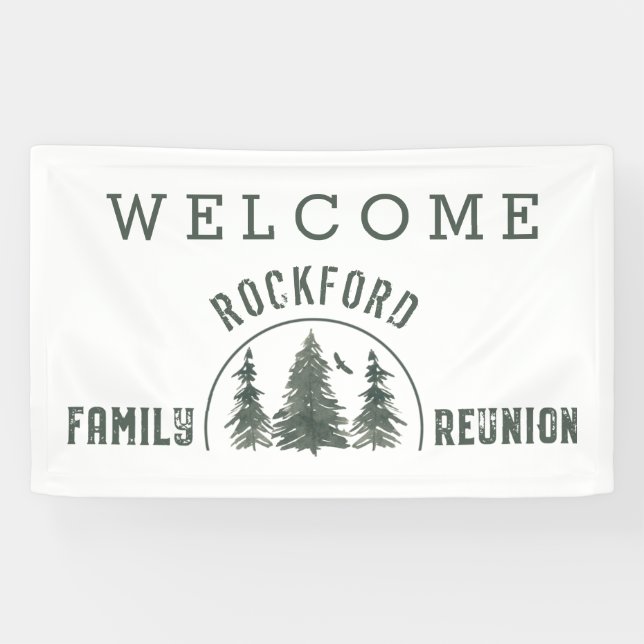 Family Reunion Welcome Forest Trees Green Banner (Horizontal)