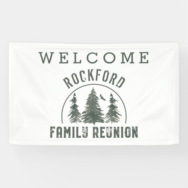 Family Reunion Welcome Green Forest Trees Banner (Horizontal)
