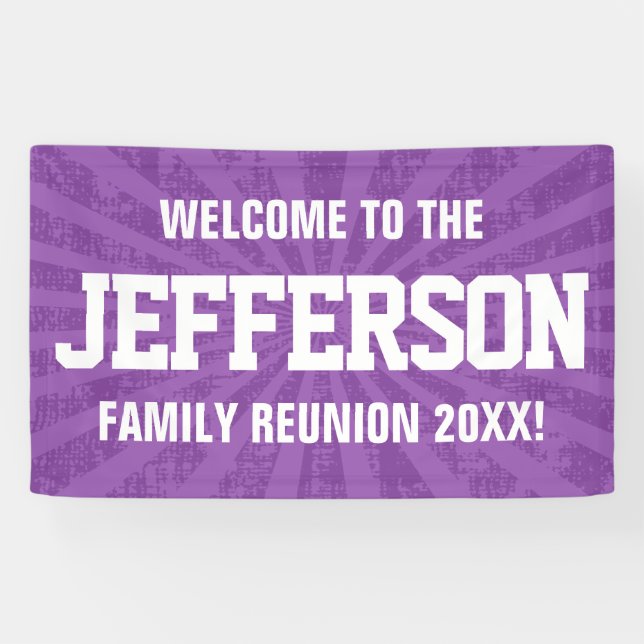 Family Reunion Welcome with purple starburst Banner (Horizontal)