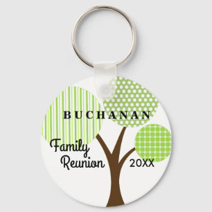 Family Reunion Whimsical Tree Dated Souvenir Gift Key Ring