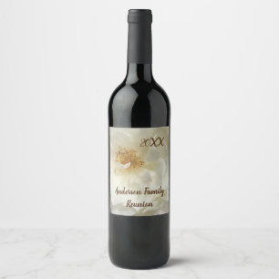 Family Reunion White Rose Photo Floral Gathering Wine Label