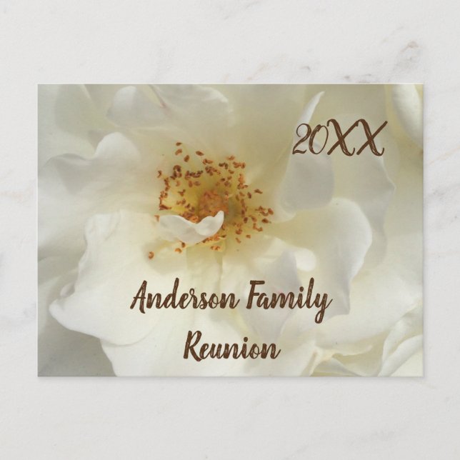 Family Reunion White Rose Photo Floral Invitation Postcard (Front)