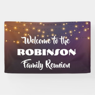 Family Reunion with festive elegant string lights Banner