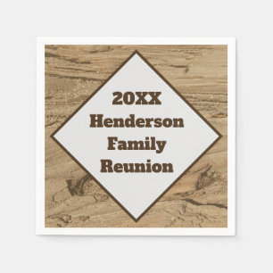 Family Reunion Wood Grain Family Name and Year Napkin