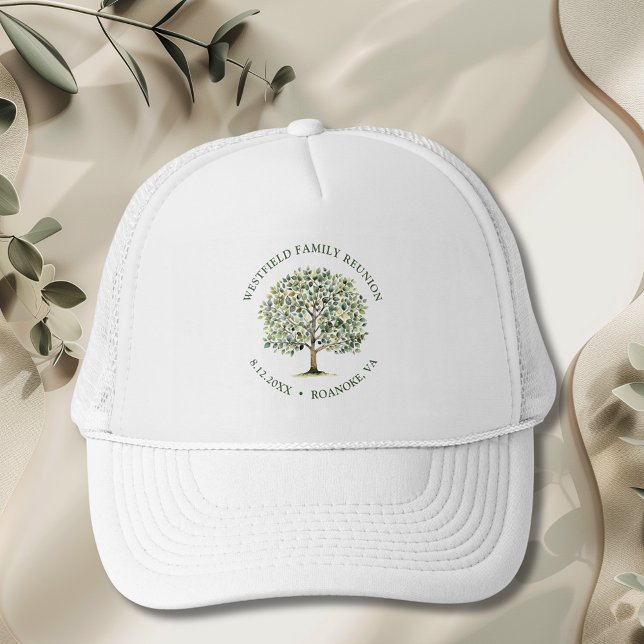Family Reunion Woodland Watercolor Tree Trucker Hat (Family Reunion Woodland Watercolor Tree Hat)