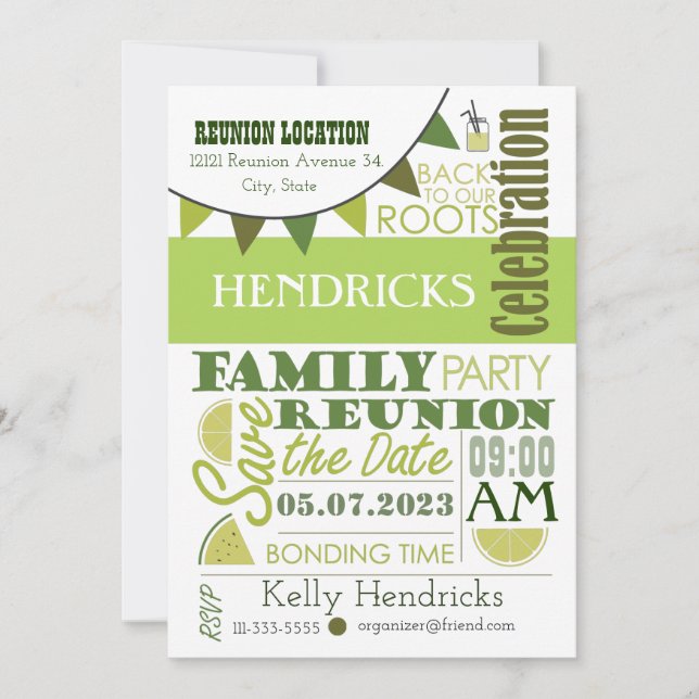 Family Reunion Word Art design Invitation (Front)