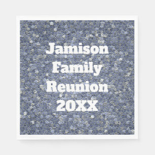 Family Reunion Year and Last Name Blue Mosaic Napkin