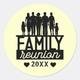 Family Reunion Year Family Silhouette Classic Round Sticker