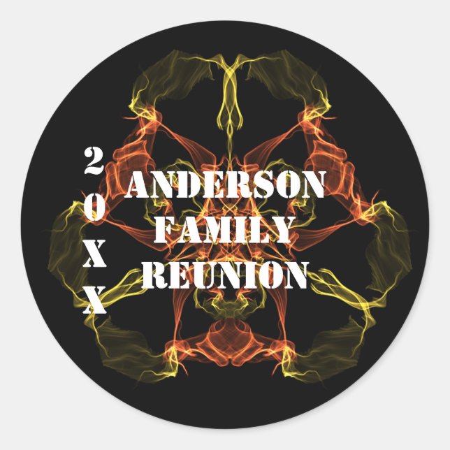 Family Reunion Yellow Orange Abstract Celestial Classic Round Sticker (Front)