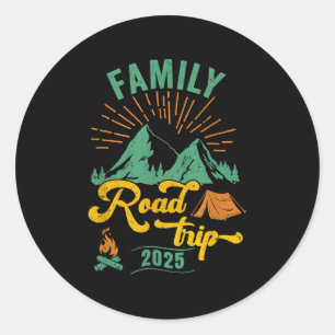 Family Road Trip 2025 Camping Crew Vacation Holida Classic Round Sticker