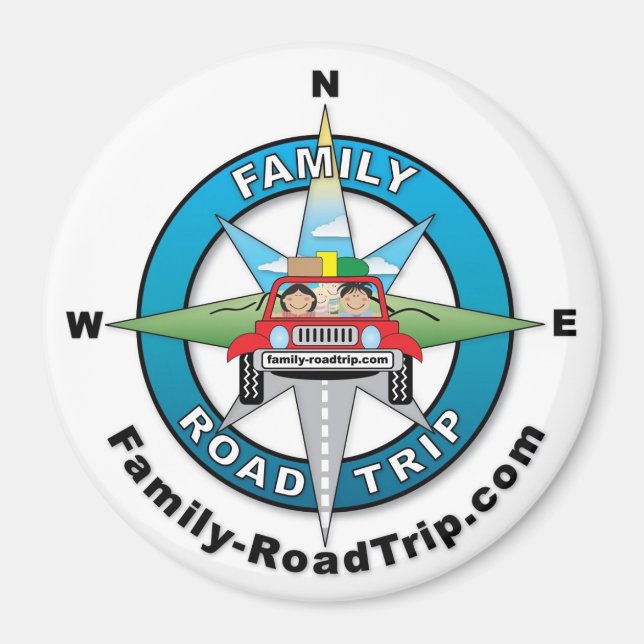 Family Road Trip Compass Rose Logo Magnet (Front)