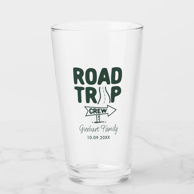 Family Road Trip Crew Modern Custom Glass (Front)